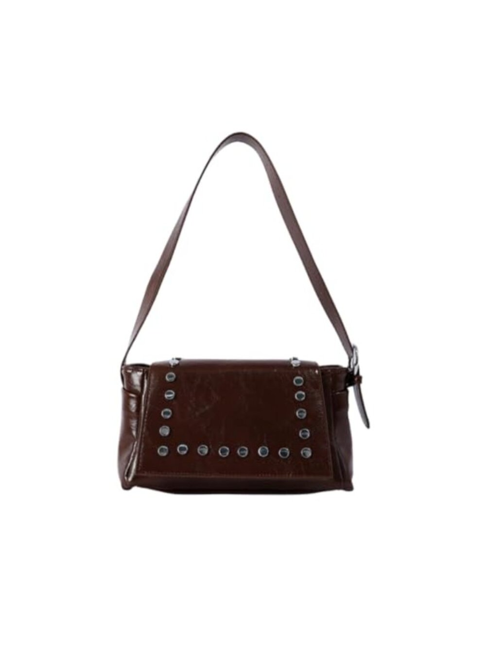 Studded Faux Leather Hobo Shoulder Bag Small Underarm Purse for Women